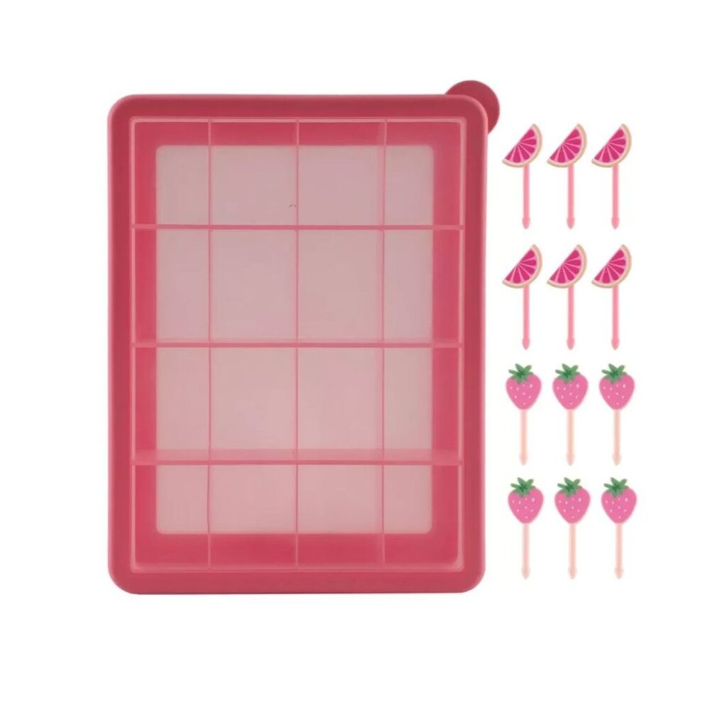 CWC (2-PACK) Pink Perfect On-The-Go Snack Box With 16 Compartments & Food Picks - Picture 3 of 8